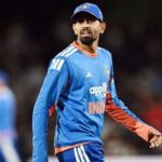 India's Prince Yadav against New Zealand in the second T20I at Hagley Oval, in Christchurch.