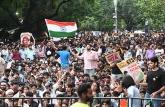CJP protesters  regroups at the protest site at Jantar Mantar in New Delhi on Tuesday.  (Photo by Sanjeev Verma/ Hindustan Times)