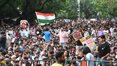CJP protesters  regroups at the protest site at Jantar Mantar in New Delhi on Tuesday.  (Photo by Sanjeev Verma/ Hindustan Times)