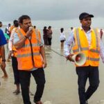 File Photo: Civil Defence personnel and other officials make public announcements on Sagar Island beach, advising people to stay away from the sea following the formation of a deep depression over the Bay of Bengal