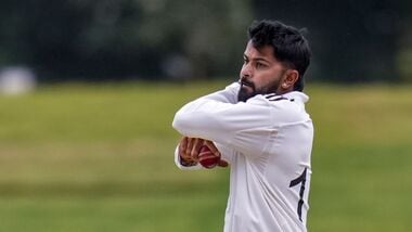 File image of Madhya Pradesh all-rounder Saransh Jain, who took seven wickets against Bihar in Ranji Trophy.