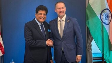 In this image posted on Oct. 1, 2026, Union Commerce and Industry Minister Piyush Goyal during a meeting with United States Trade Representative Jamieson Greer, on the sidelines of the G20 Trade Ministers' Meeting, in Milwaukee, Wisconsin, USA. (@PiyushGoyal/X via PTI Photo)