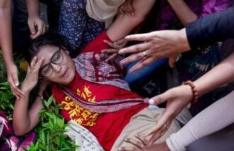 CJP protest against Gyanesh Kumar LIVE: All India Students' Association (AISA) National President Neha Bora being detained during a protest .