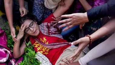 CJP protest against Gyanesh Kumar LIVE: All India Students' Association (AISA) National President Neha Bora being detained during a protest .