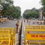 New Delhi: Security personnel keep vigil as heavy police deployment and entry restrictions are enforced ahead of a planned protest by Cockroach Janta Party (CJP) members, in New Delhi, Saturday, Oct. 10, 2026. (PTI Photo)(PTI10_10_2026_000069A)