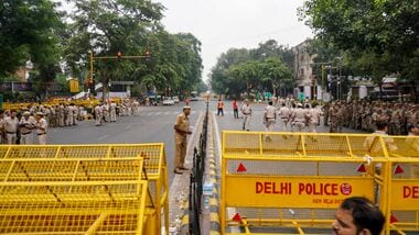 New Delhi: Security personnel keep vigil as heavy police deployment and entry restrictions are enforced ahead of a planned protest by Cockroach Janta Party (CJP) members, in New Delhi, Saturday, Oct. 10, 2026. (PTI Photo)(PTI10_10_2026_000069A)