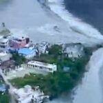 Aerial view of a flash flood in the Kali Gandaki River, in Nepal's Gorkha district.