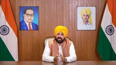 unjab Chief Minister Bhagwant Mann addresses a press conference on Union Home Minister Amit Shah's visit to the state, in Chandigarh
