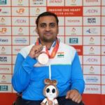 Indian para-athlete Ayush Verma celebrates after winning the gold medal in the men's shot put F53 event at the Asian Para Games 2026, in Nagoya, Japan.