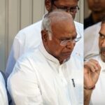 New Delhi: Leader of Opposition in the Lok Sabha Rahul Gandhi, Congress President Mallikarjun Kharge, All India Students' Association (AISA) National President Neha Bora, and other leaders of the INDIA bloc also joined them during a joint press conference, in New Delhi,