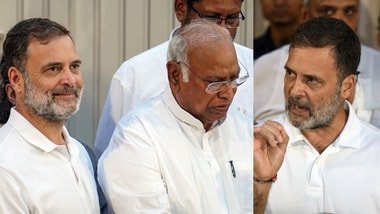 New Delhi: Leader of Opposition in the Lok Sabha Rahul Gandhi, Congress President Mallikarjun Kharge, All India Students' Association (AISA) National President Neha Bora, and other leaders of the INDIA bloc also joined them during a joint press conference, in New Delhi,