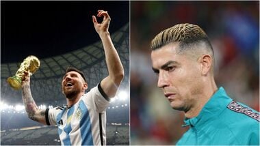 Lionel Messi (L); Cristiano Ronaldo (R).