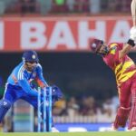 West Indies skipper Shai Hope plays a shot during his match-winning hundred against India in the second T20I in Ranchi.