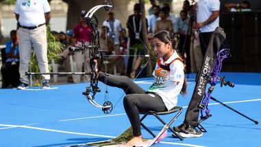 Para Asian Games 2026 Live updates, Day 1: Para-archer Sheetal Devi in action.