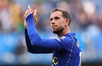 Chelsea's Jordan Henderson applauds fans after the match