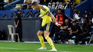 Al Nassr's Cristiano Ronaldo celebrates scoring their first goal.