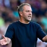 FC Barcelona coach Hansi Flick reacts