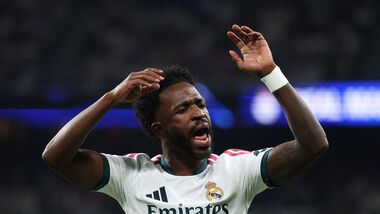 Real Madrid's Vinicius Junior reacts