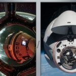 L-R: Boeing’s Starliner spacecraft that launched NASA’s Crew Flight Test astronauts Butch Wilmore and Suni Williams to the International Space Station is pictured docked to the Harmony module’s forward port; This image from April 24, 2021, shows the SpaceX Crew Dragon Endeavour as it approached the International Space Station.