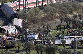 Emergency services work at the site of a train crash between two high-speed units, a Renfe AVE train and an Iryo train around 150 km south of Madrid between Urda and Los Yebenes in the province of Toledo, on October 28, 2026. A high-speed train collision south of Madrid killed 68 people and injured scores more today, with the toll likely to rise, authorities said, in one of Europe's deadliest such disasters this century. The second such accident to strike Spain this year will raise fresh questions about the country's rail safety, with the transport minister speaking of an 'error' and 'inexplicable circumstances' that led to the collision.