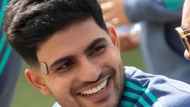 Shubman Gill experiments with Temple wearable.
