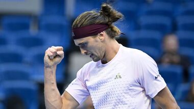 Germany's Alexander Zverev reacts during the men's singles tennis match  at the China Open tennis tournament in Beijing.