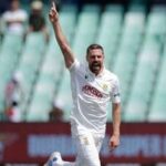 Anrich Nortje picked up two wickets in Australia's first innings of the first Test against South Africa in Durban.