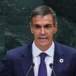 Spain's PM Pedro Sánchez Pérez-Castejón addresses the 81st session of the United Nations General Assembly at U.N. headquarters Wednesday, Sept. 23, 2026. (AP Photo/Frank Franklin II)