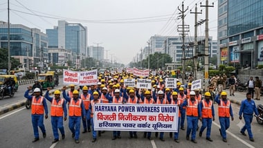 Power cuts hit Gurugram as Haryana electricity employees launch indefinite strike against privatisation. (AI-generated)
