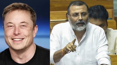 BJP's Nishikant Dubey slams Elon Musk, says Starlink poses security threats (Images: Reuters, PTI)