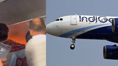 IndiGo flight diverted to Hyderabad after fire breaks due to power bank | Watch (Images: X, Bloomberg)