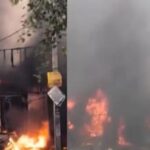 Noida Sector 125 fire: Blaze at hotel spreads to nearby eateries | Video (Images: screengrab/ X/@PTI_News)