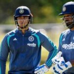Vaibhav Sooryavanshi (L) and Sanju Samson during India's training session at the Hagley Oval in Christchurch ahead of 2nd T20I against New Zealand.