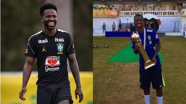 Brazil's Vinicius Junior now (on left) and back in 2016.