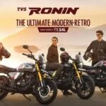 The TVS Ronin begins at  ₹1.24 lakh, extending to  ₹1.59 lakh for the range-topping version.