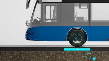 Winduction’s cable-free system technology is aimed at reducing the need for large battery packs and allowing electric buses to recharge during their normal routes. (Image: https://www.winduction.com)