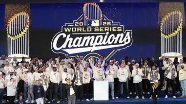 Milwaukee Brewers players celebrates during the Champions Celebration Parade and Rally at American Family Insurance Amphitheater.